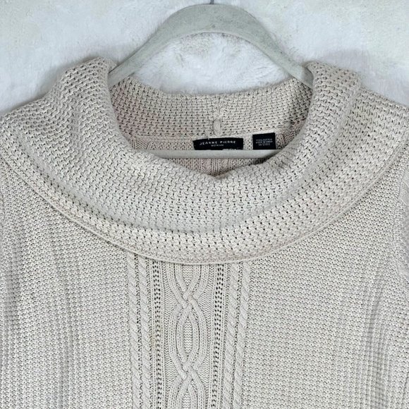 Jeanne Pierre Beige Long Sleeve Sweater Womens 1X Cable Knit Plus Size Sweater - Picture 3 of 11